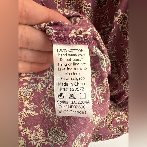 Bohme Floral Cotton Puff Sleeve Midi Dress size XL purple - Picture 5 of 6